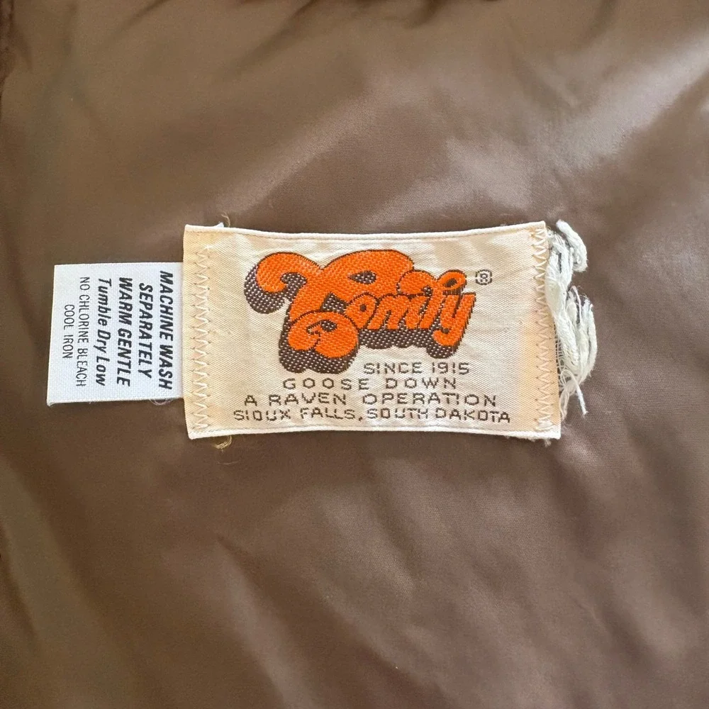 Vtg 70s‎ Comfy Goose Down Western Puffer Jacket Brown Mens M/L Womens XL Parka